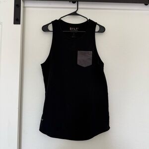 BYLT Men’s Premium Basics Lux Drop Cut Pocket Tank Top  Athleisure Gym Active M